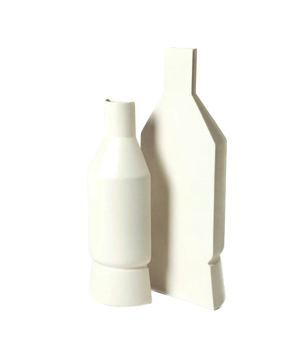 Flat Back Vase-Matte White-Large