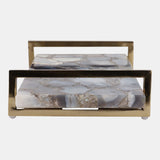 Blue Agate Tray With Gold Handles