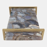 Blue Agate Tray With Gold Handles