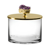 Sarezzo 24K Gold Plated Medium Round Box w/ Amethyst Stone