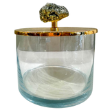 Medium Gold Plated Round Box w/ Pyrite Stone