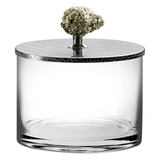 Sarezzo Stainless Steel Medium Round Box w/ Pyrite Stone