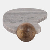 Curvy Marble Tray On Wood