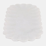 12x6" Flat Scallop Edge Marble Tray, White