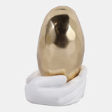 Hands Holding Heart, Gold/white