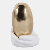 Hands Holding Heart, Gold/white