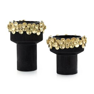 Golden Disc Vases Set of 2