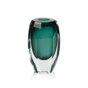 Aman Emerald Cut Glass Vase - Medium