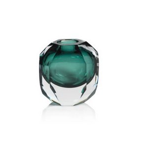 Aman Emerald Cut Glass Vase - Small