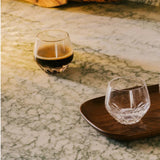 Folia Clear Crystal Short Coffee Cups with Walnut Tray