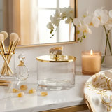 Sarezzo 24K Gold Plated Medium Round Box w/ Citrus Stone