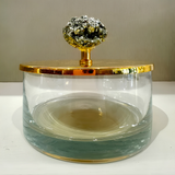 Sarezzo 24K Gold Plated Medium Round Box w/ Pyrite Stone