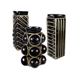 Black & Gold Striped Vase