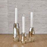 MULTIFACETED TAPER CANDLEHOLDERS CRYSTAL S/3**