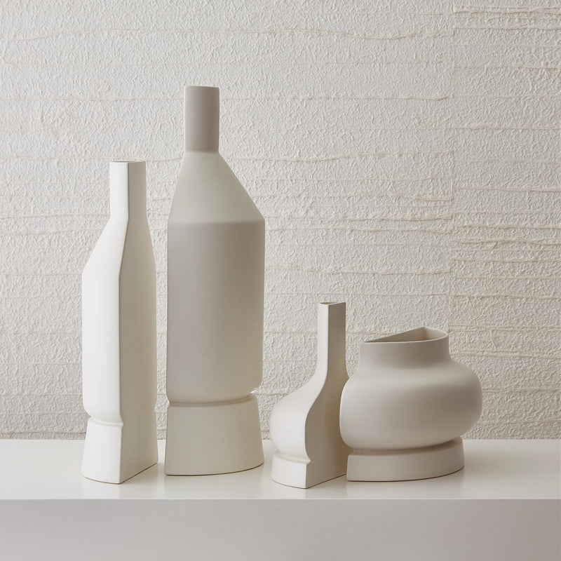 Flat Back Vase-Matte White-Sm