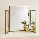 Tri-Fold Vanity Mirror-Antique Brass