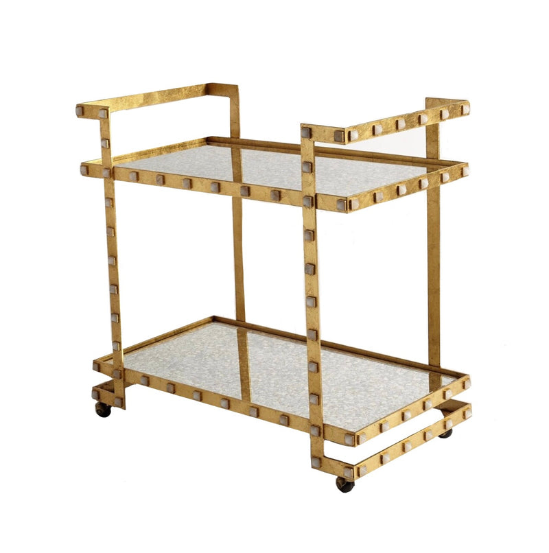 Quartz Stud Bar Cart-Gold Leaf