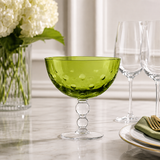 Bubbles Chartreuse Crystal Footed Bowl