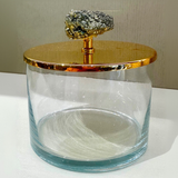 Medium Gold Plated Round Box w/ Pyrite Stone