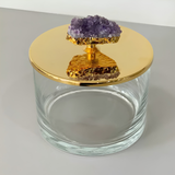 Sarezzo 24K Gold Plated Medium Round Box w/ Amethyst Stone