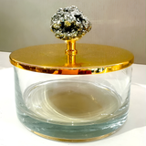 Sarezzo 24K Gold Plated Medium Round Box w/ Pyrite Stone
