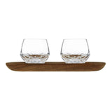 Folia Clear Crystal Short Coffee Cups with Walnut Tray