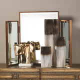 Tri-Fold Vanity Mirror-Antique Brass