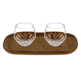 Folia Clear Crystal Short Coffee Cups with Walnut Tray