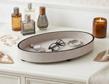 Ivory Suede Oval Tray