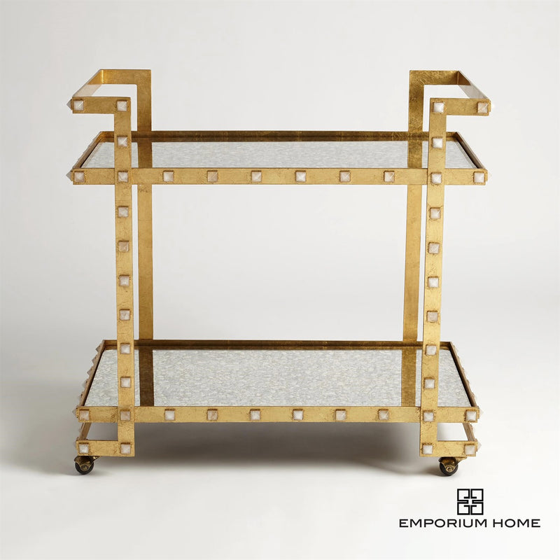 Quartz Stud Bar Cart-Gold Leaf