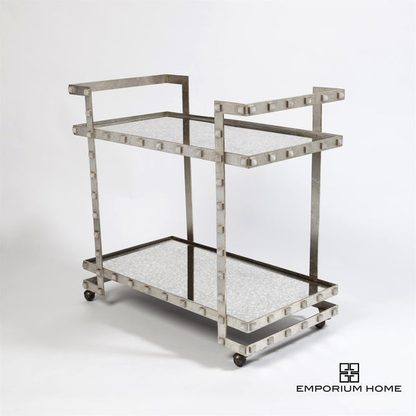 Quartz Stud Bar Cart-Silver Leaf