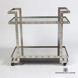 Quartz Stud Bar Cart-Silver Leaf