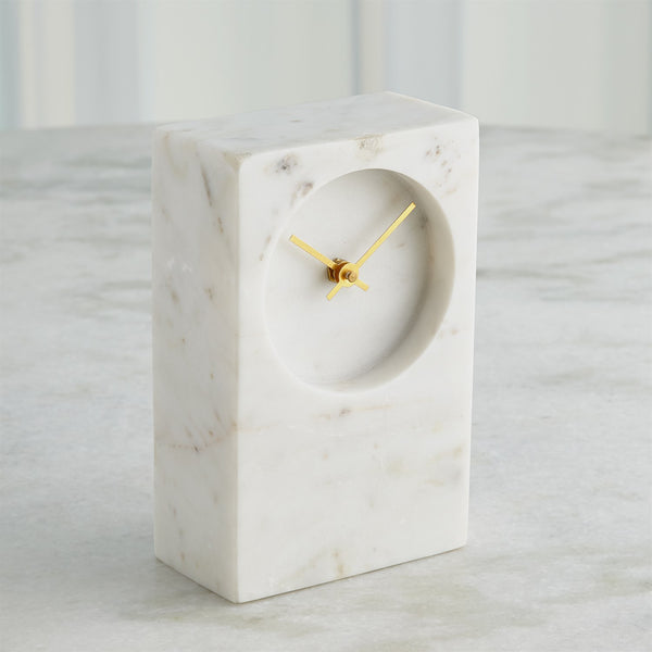 Marble Tower Clock-White