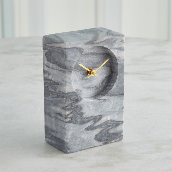 Marble Tower Clock-Black/Grey