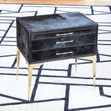 Stiletto Bedside Table-Black Hair-on-Hide