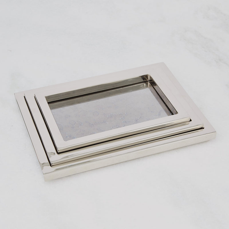 Large Stepped Nesting Trays-Nickel