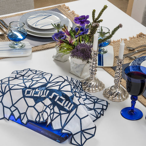 Challah Cover Geometric Blue