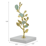 Green Stones on Branch Sculpture