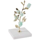 Green Stones on Branch Sculpture