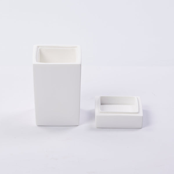 SOLID WHITE Small Square Lidded Box