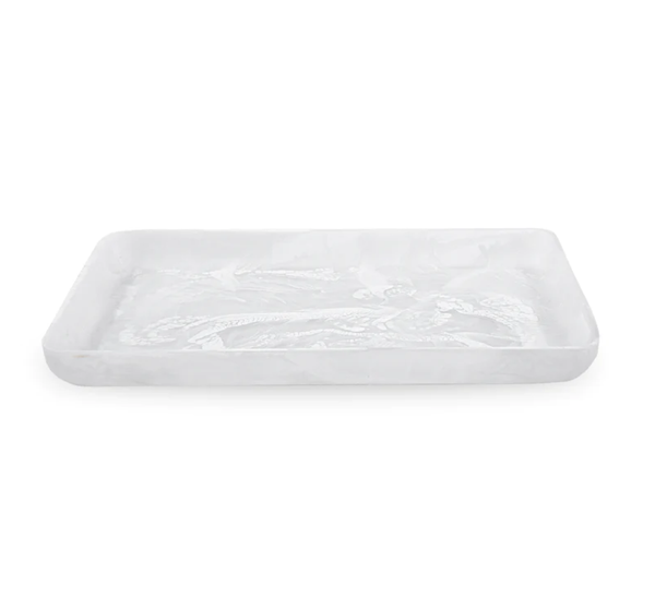 White Swirl Rectangular Tray Large