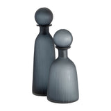 Glass Vase W/ Lid - Blue/gray