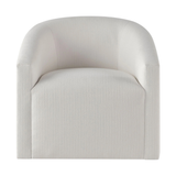 White upholstered chair with a ribbed texture on a white background