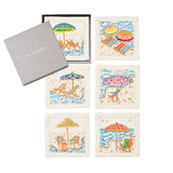 Sunny Isles Cocktail Napkins in White & Multi, Set of 6 in a Gift Box