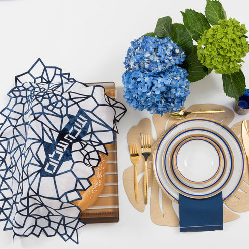 Challah Cover Geometric Blue