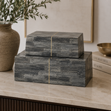 Gray with Gold Lines Bone Box