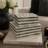 Gray and White Patterned Bone Box