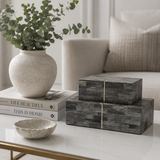 Gray with Gold Lines Bone Box