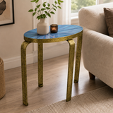 BLUE STRAW MARQUETRY TOP