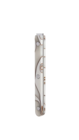 Decorative earring with a pattern on a white background